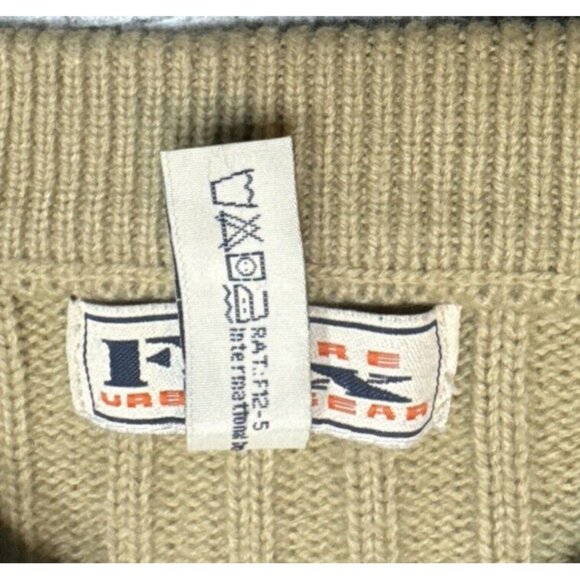 Bare Fox Urban Gear Sweater Mens‎ XL Tan Geometric Patchwork Grunge Y2K Hip Hop - Picture 6 of 10